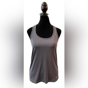 Under Armour: Gray T Back Fitted Muscle Shirt with built in Padded Cups